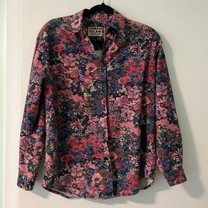 Vintage Canary Island Floral Blouse